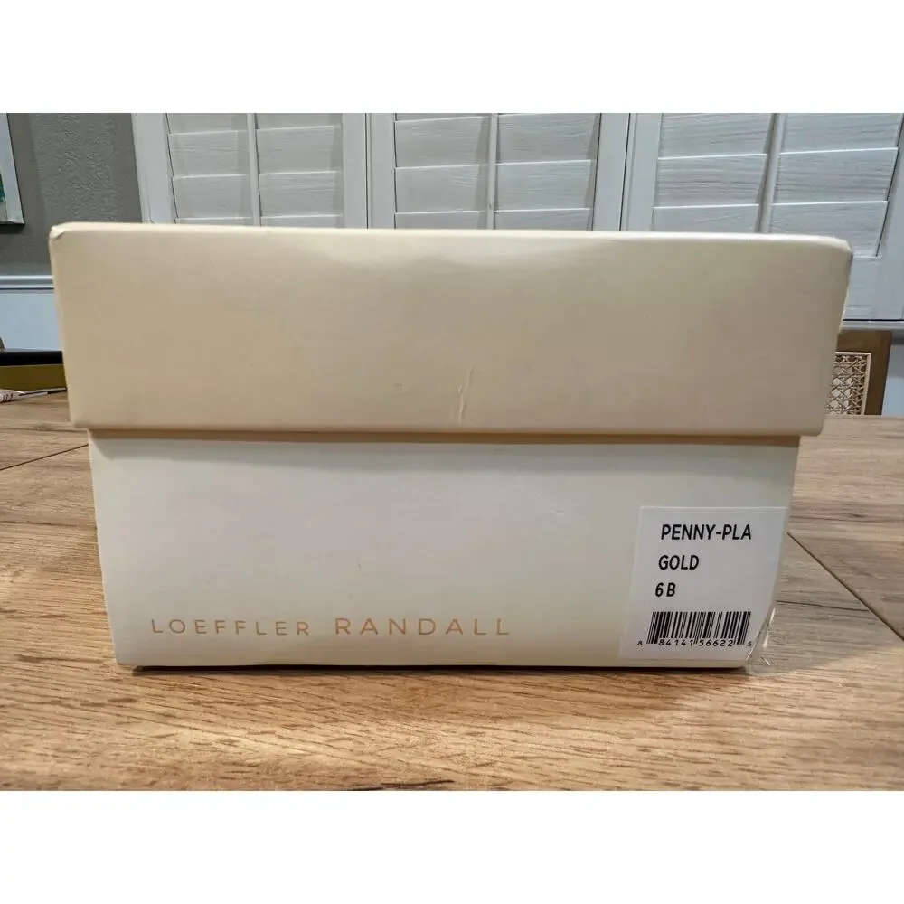 Loeffler Randall Penny Gold Pleated Bow Heel Size 6 NIB Glam Dressy Knotted Top